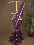 Maheshwari fancy saree in wine color allover zari motifs & zari border with zari and plain blouse