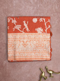 Banaras fancy saree orange color allover zari weaves & zari border with rich pallu and plain blouse