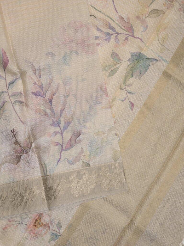 Kota fancy sarees for women | cream | zari border | party wear