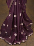 Maheshwari fancy saree in wine color allover zari motifs & zari border with zari and plain blouse