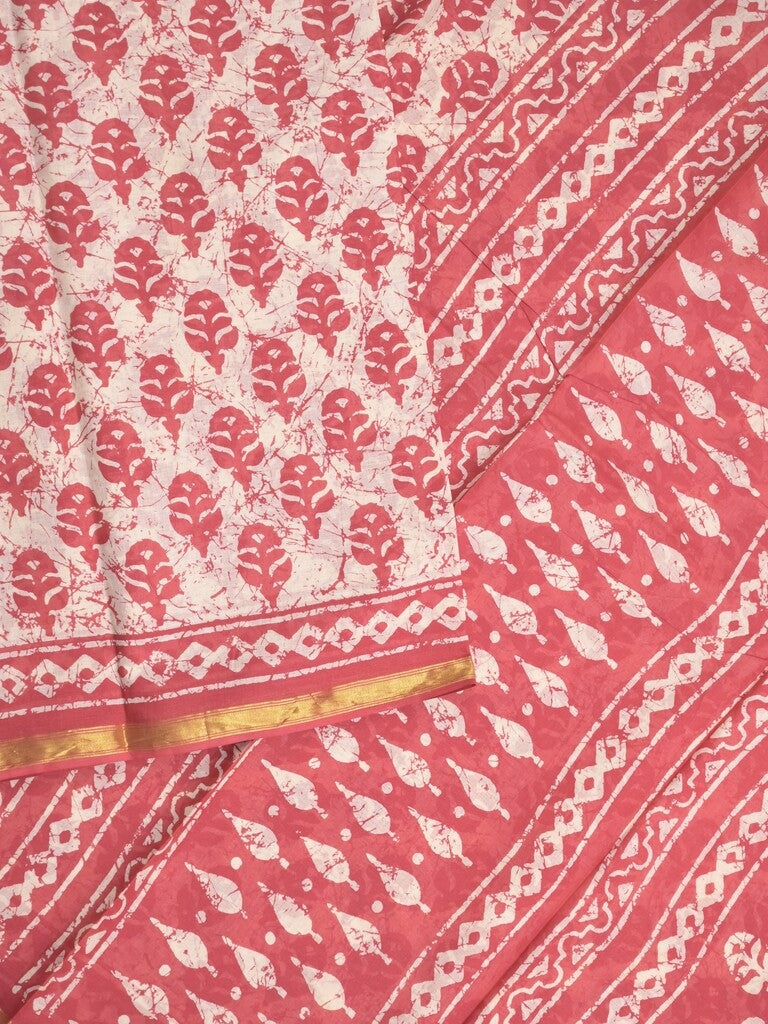 Saree white and red color