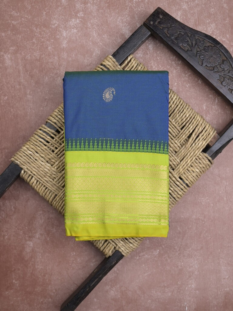 Gadwal pattu saree in royal blue color allover zari motifs & zari border with rich pallu and plain blouse