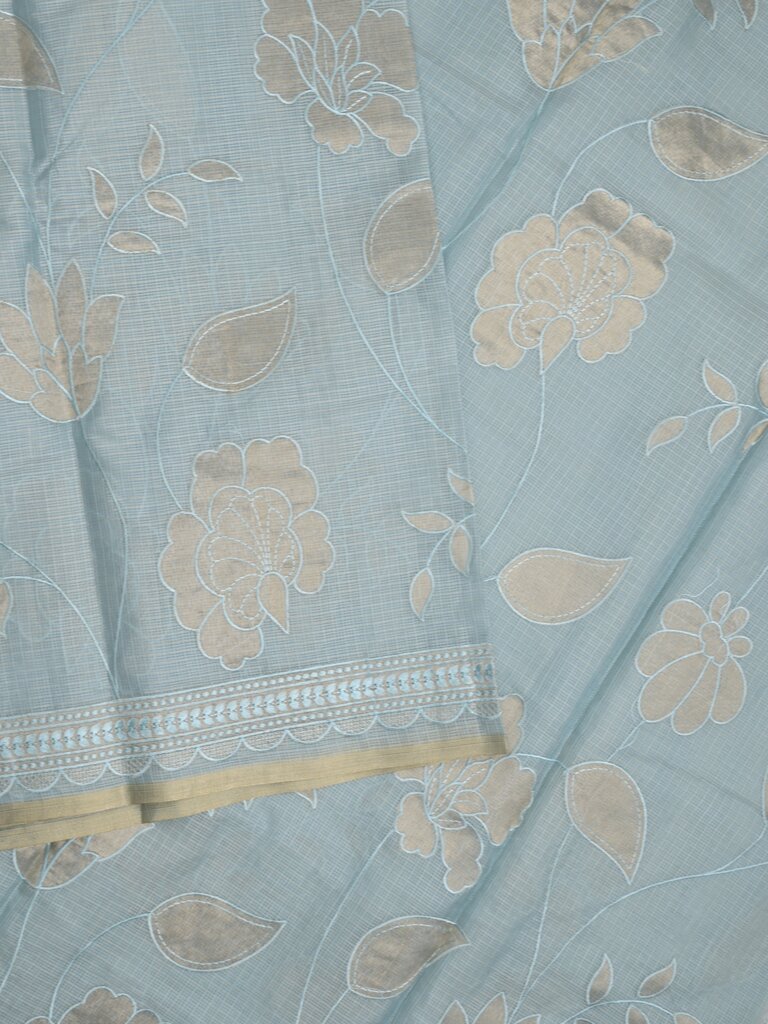 Kota fancy saree for women | sky blue | embroidery border | party wear