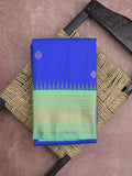 Gadwal pattu saree in royal blue color allover zari motifs & zari border with rich pallu and plain blouse