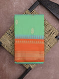 Gadwal pattu saree in lux green color allover zari motifs & zari border with rich pallu and plain blouse