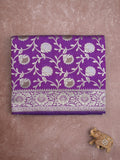 Banaras pattu saree in violet color allover zari weaves & zari border with rich pallu and striped blouse