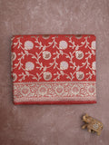 Banaras pattu saree in red color allover zari weaves & zari border with rich pallu and striped blouse