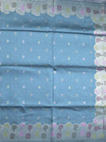 Banaras fancy saree sky blue color allover zari weaves & zari border with rich pallu and attached blouse