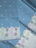 Banaras fancy saree sky blue color allover zari weaves & zari border with rich pallu and attached blouse