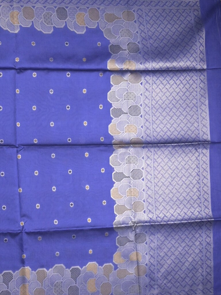 Banaras fancy saree royal blue color allover zari weaves & zari border with rich pallu and attached blouse