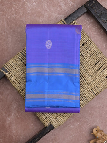 Kanchi pattu saree in blue color allover zari motifs & zari border with rich pallu and plain blouse