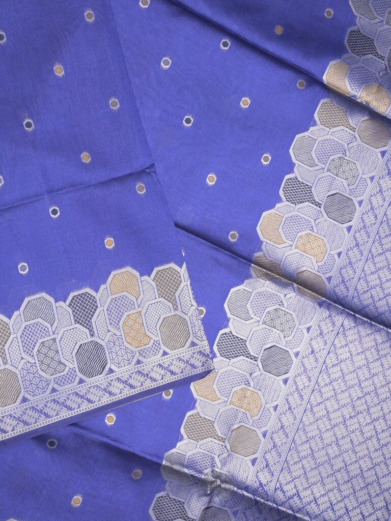 Banaras fancy saree royal blue color allover zari weaves & zari border with rich pallu and attached blouse