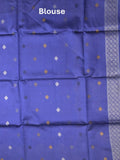 Banaras fancy saree royal blue color allover zari weaves & zari border with rich pallu and attached blouse