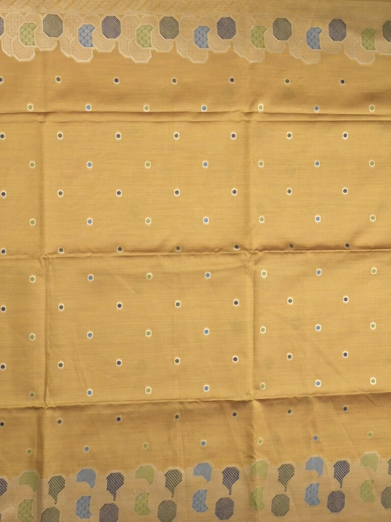 Banaras fancy saree mustard yellow color allover zari weaves & zari border with rich pallu and attached blouse