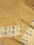 Banaras fancy saree mustard yellow color allover zari weaves & zari border with rich pallu and attached blouse