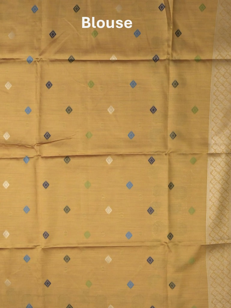 Banaras fancy saree mustard yellow color allover zari weaves & zari border with rich pallu and attached blouse