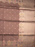 Banaras fancy saree brown color allover zari weaves & zari border with rich pallu and attached blouse