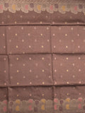 Banaras fancy saree brown color allover zari weaves & zari border with rich pallu and attached blouse