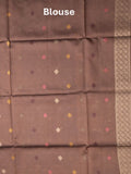 Banaras fancy saree brown color allover zari weaves & zari border with rich pallu and attached blouse