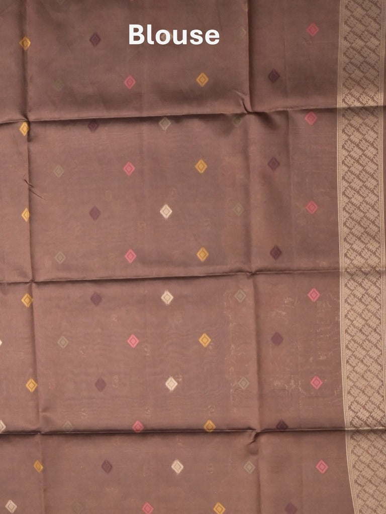 Banaras fancy saree brown color allover zari weaves & zari border with rich pallu and attached blouse