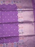 Banaras fancy saree purple color allover zari weaves & zari border with rich pallu and attached blouse