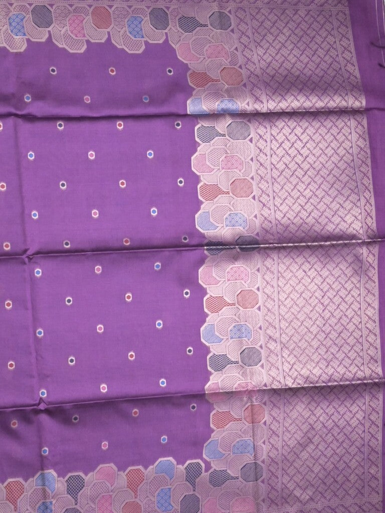 Banaras fancy saree purple color allover zari weaves & zari border with rich pallu and attached blouse