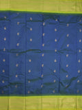 Gadwal pattu saree in royal blue color allover zari motifs & zari border with rich pallu and plain blouse