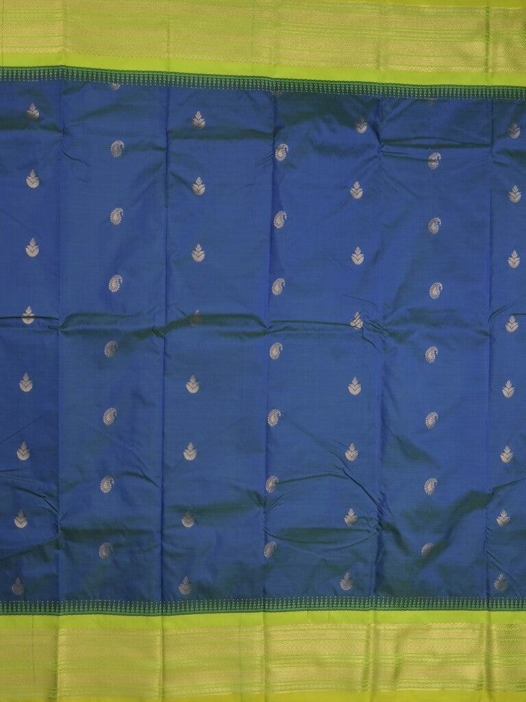 Gadwal pattu saree in royal blue color allover zari motifs & zari border with rich pallu and plain blouse