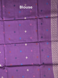Banaras fancy saree purple color allover zari weaves & zari border with rich pallu and attached blouse