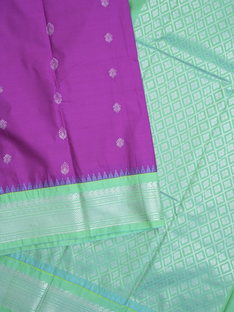 Gadwal pattu saree in violet color allover zari motifs & zari border with rich pallu and plain blouse