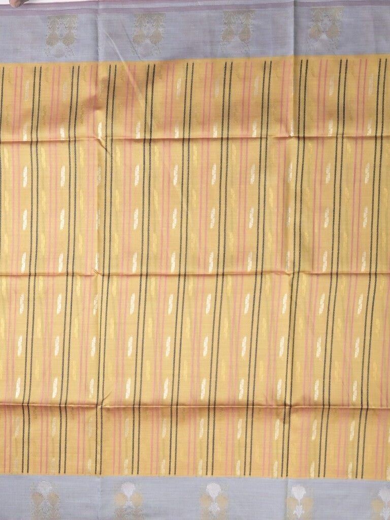 Tussar fancy saree beige color allover weaves & contrast border with zari pallu and contrast blouse