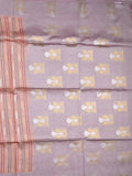 Tussar fancy saree peach color allover weaves & contrast border with zari pallu and contrast blouse