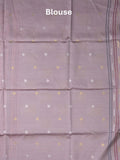 Tussar fancy saree peach color allover weaves & contrast border with zari pallu and contrast blouse