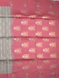 Tussar fancy saree grey color allover weaves & contrast border with zari pallu and contrast blouse