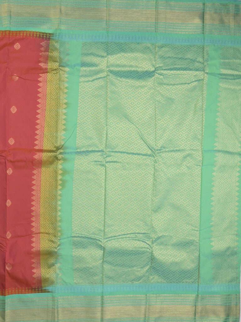 Gadwal pattu saree in red color allover zari motifs & zari border with rich pallu and plain blouse