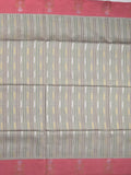 Tussar fancy saree grey color allover weaves & contrast border with zari pallu and contrast blouse