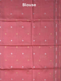 Tussar fancy saree grey color allover weaves & contrast border with zari pallu and contrast blouse