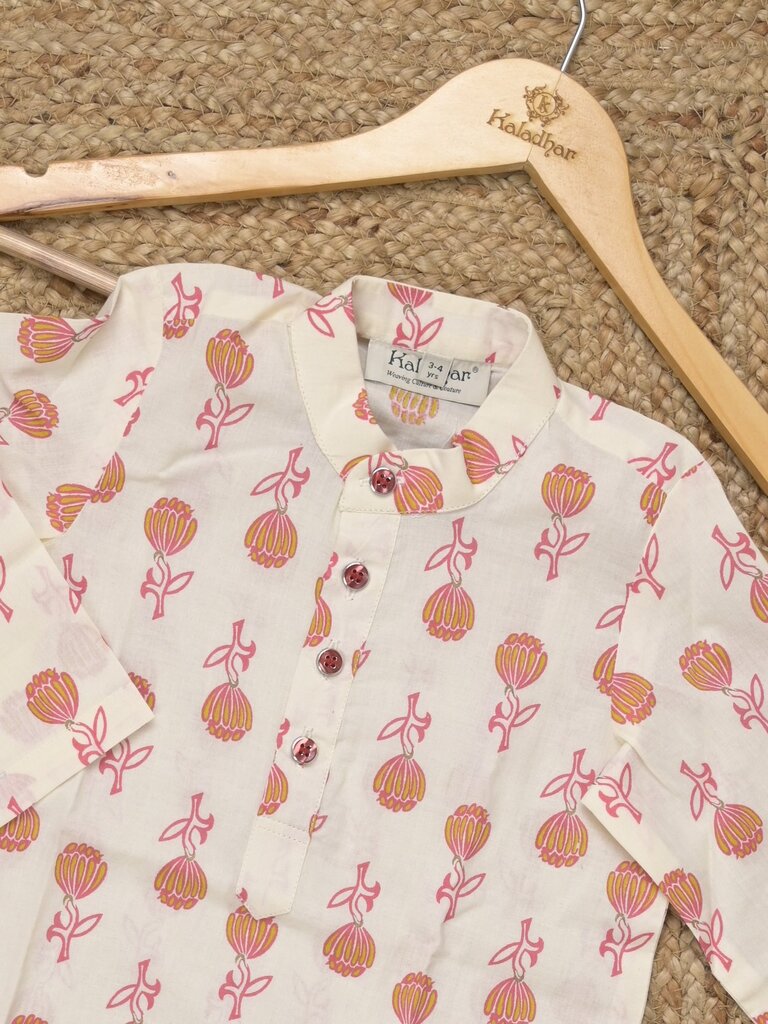 Boys printed ethnic kurtha | black | full sleeves | 3-4 years