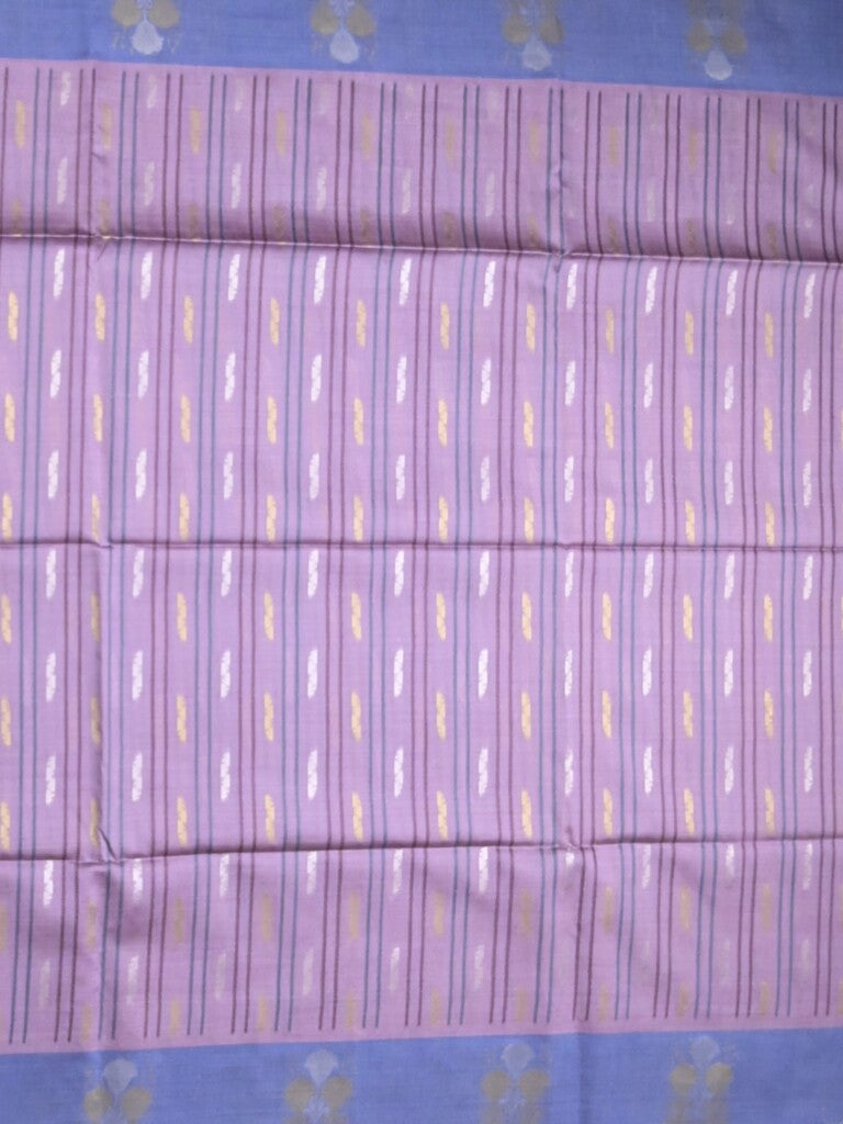 Tussar fancy saree purple color allover weaves & contrast border with zari pallu and contrast blouse