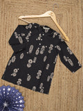 Boys printed ethnic kurtha | black | full sleeves | 3-4 years