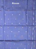 Tussar fancy saree purple color allover weaves & contrast border with zari pallu and contrast blouse