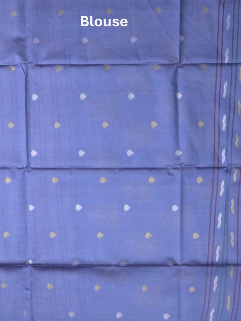 Tussar fancy saree purple color allover weaves & contrast border with zari pallu and contrast blouse