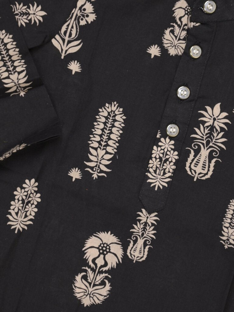 Boys printed ethnic kurtha | black | full sleeves | 3-4 years