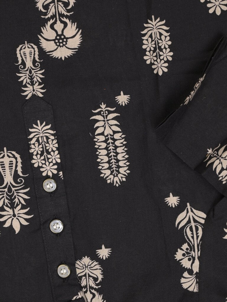 Boys printed ethnic kurtha | black | full sleeves | 3-4 years