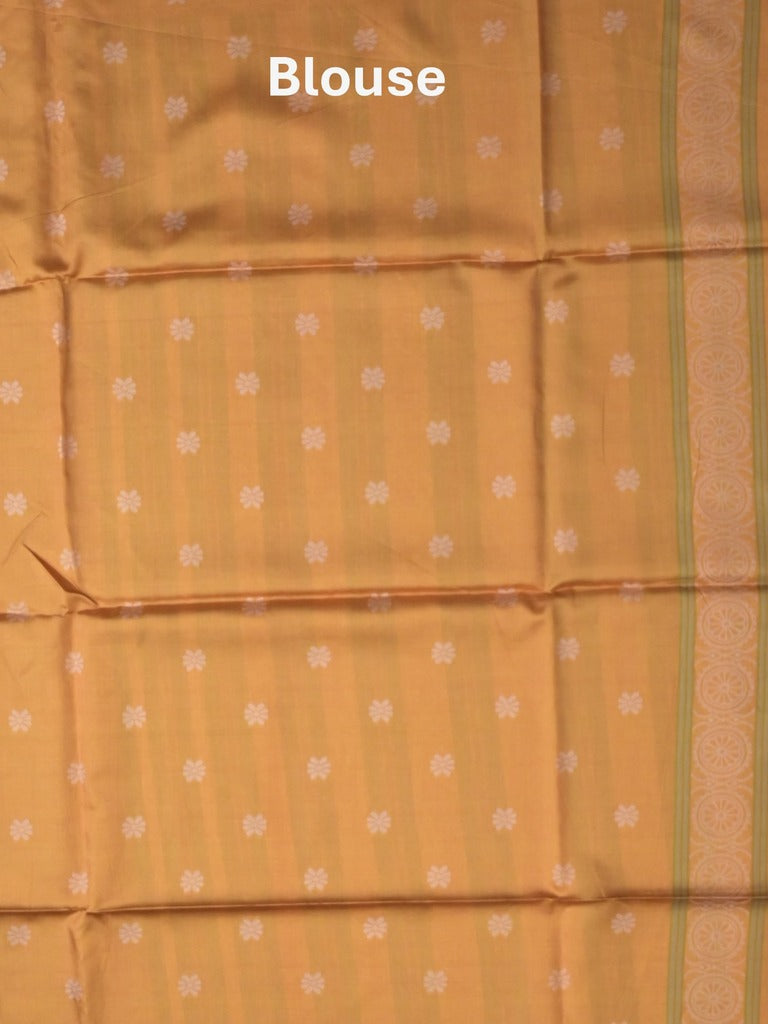 Tussar fancy saree light grey color allover motifs & weaving border with contrast pallu and attached blouse