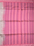 Tussar fancy saree light grey color allover motifs & weaving border with contrast pallu and attached blouse
