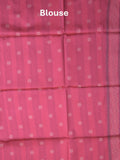 Tussar fancy saree light grey color allover motifs & weaving border with contrast pallu and attached blouse
