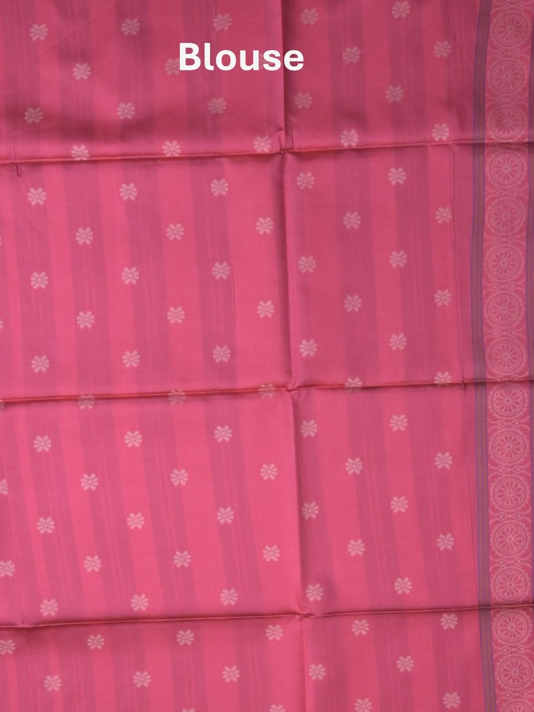 Tussar fancy saree light grey color allover motifs & weaving border with contrast pallu and attached blouse