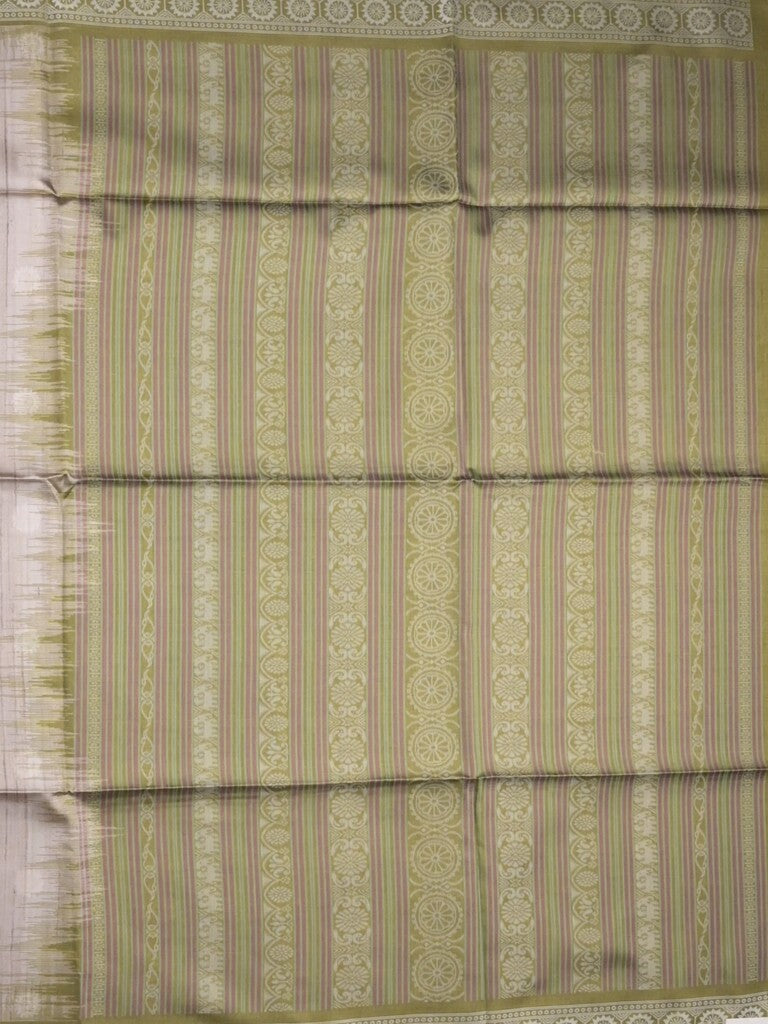 Tussar fancy saree light grey color allover motifs & weaving border with contrast pallu and attached blouse