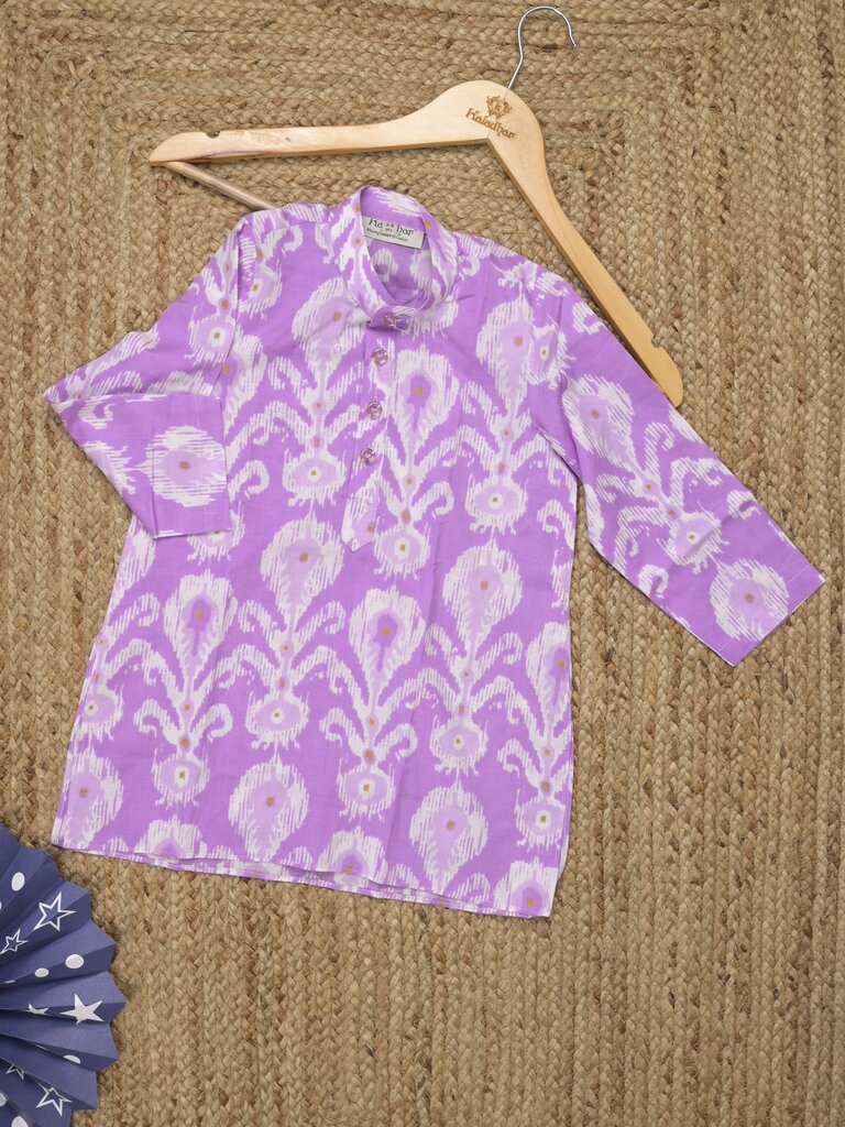 Boys printed ethnic kurtha | black | full sleeves | 3-4 years